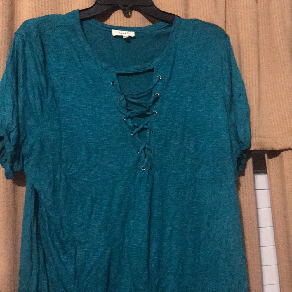 Moss green laced up front jersey material